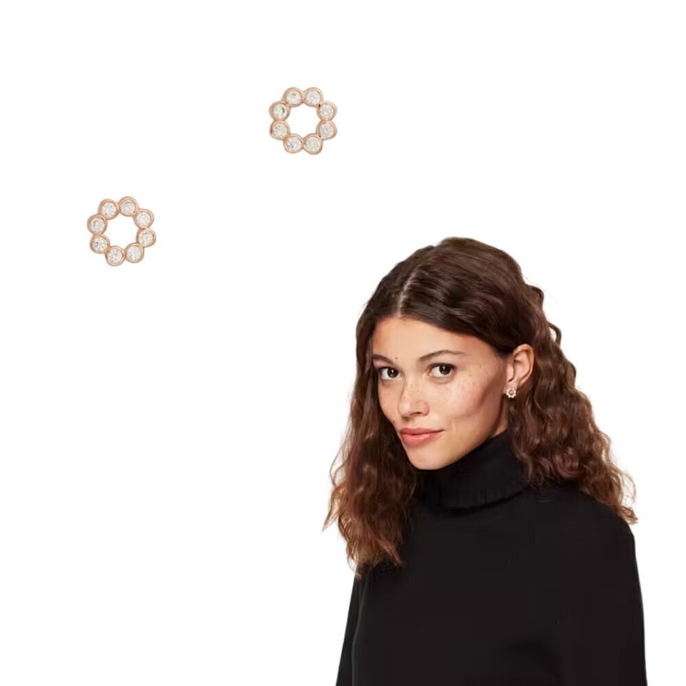 Kate Spade NWT Full Circle Stud Earrings Rose Gold Cubic Zirconia Plated New